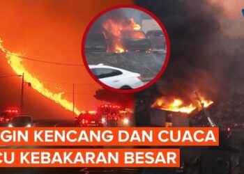 BADAI ANGIN SANTA ANA DAN IKLIM PICU KOBARAN API DI LA SULIT DIPADAMKAN